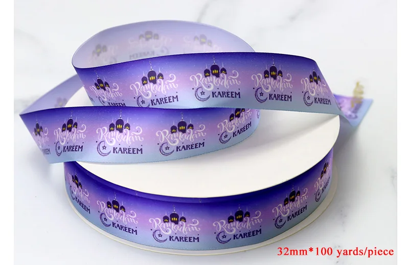 Ramadan Mubarak Kareem Festival Decoration Ribbon Personalized Muslim Ribbon For Box Gift Wrapping 100Yards/lot