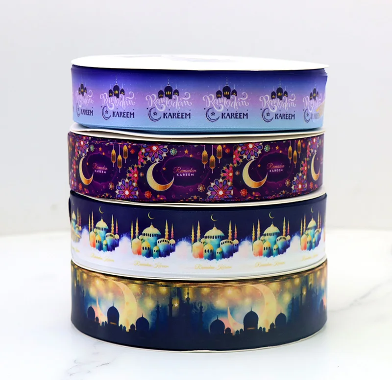 Ramadan Mubarak Kareem Festival Decoration Ribbon Personalized Muslim Ribbon For Box Gift Wrapping 100Yards/lot