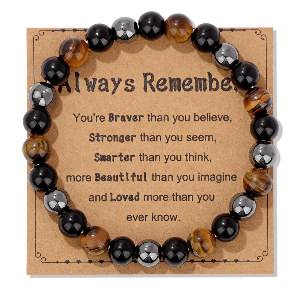 Natural Stone Hematite Obsidian Tiger Eye Bracelet For Women Men Health Protection Classmates Teacher Graduation Gift With Card Natural Stone Hematite Obsidian Tiger Eye Bracelet For Women Men Health Protection Classmates Teacher Graduation Gift With Card