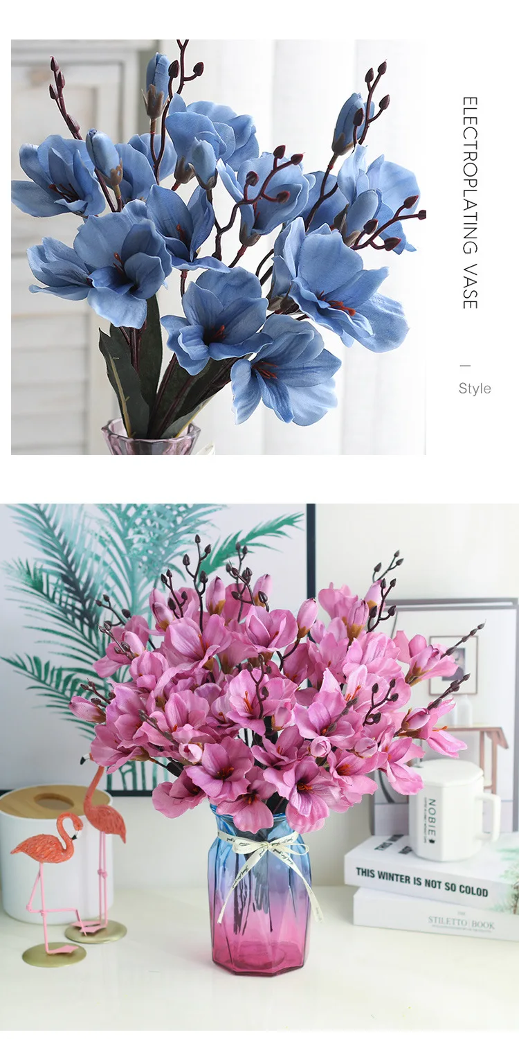 5 Forks 20Heads Artificial Silk Flower Bouquet Simulation Magnolia Plant for Home Living Room Decoration Wedding Fake Flowers 5 Forks 20Heads Artificial Silk Flower Bouquet Simulation Magnolia Plant for Home Living Room Decoration Wedding Fake Flowers