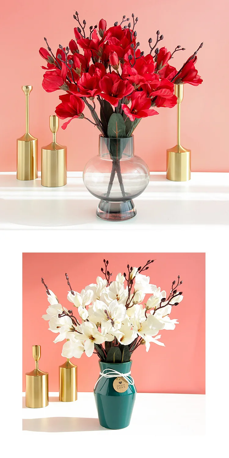 5 Forks 20Heads Artificial Silk Flower Bouquet Simulation Magnolia Plant for Home Living Room Decoration Wedding Fake Flowers 5 Forks 20Heads Artificial Silk Flower Bouquet Simulation Magnolia Plant for Home Living Room Decoration Wedding Fake Flowers