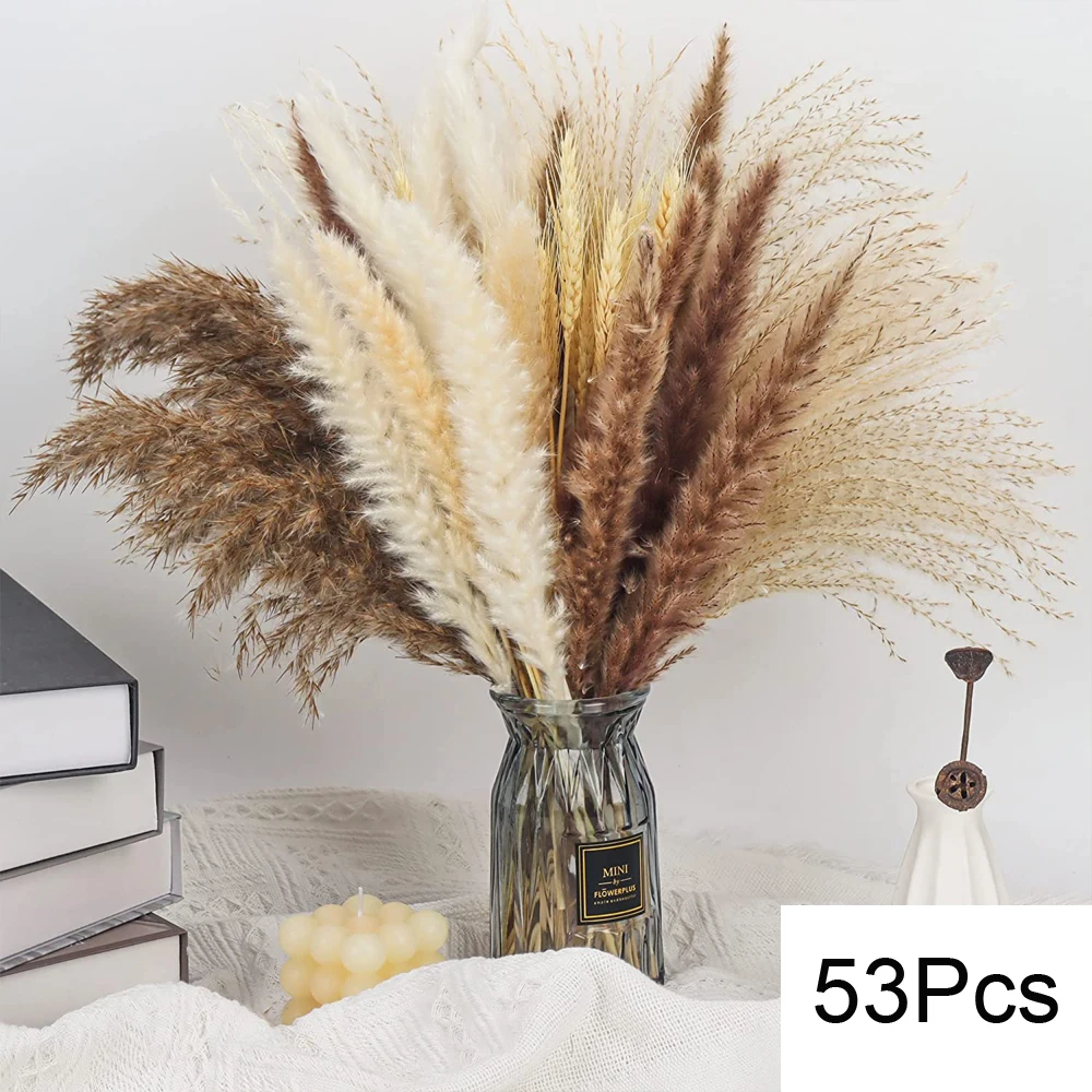 Natural Fluffy Pampas Grass Bouquet Dried Pampas Grass Flowers Wedding Supplies Accessories Home Farmhouse Room Decor Floral