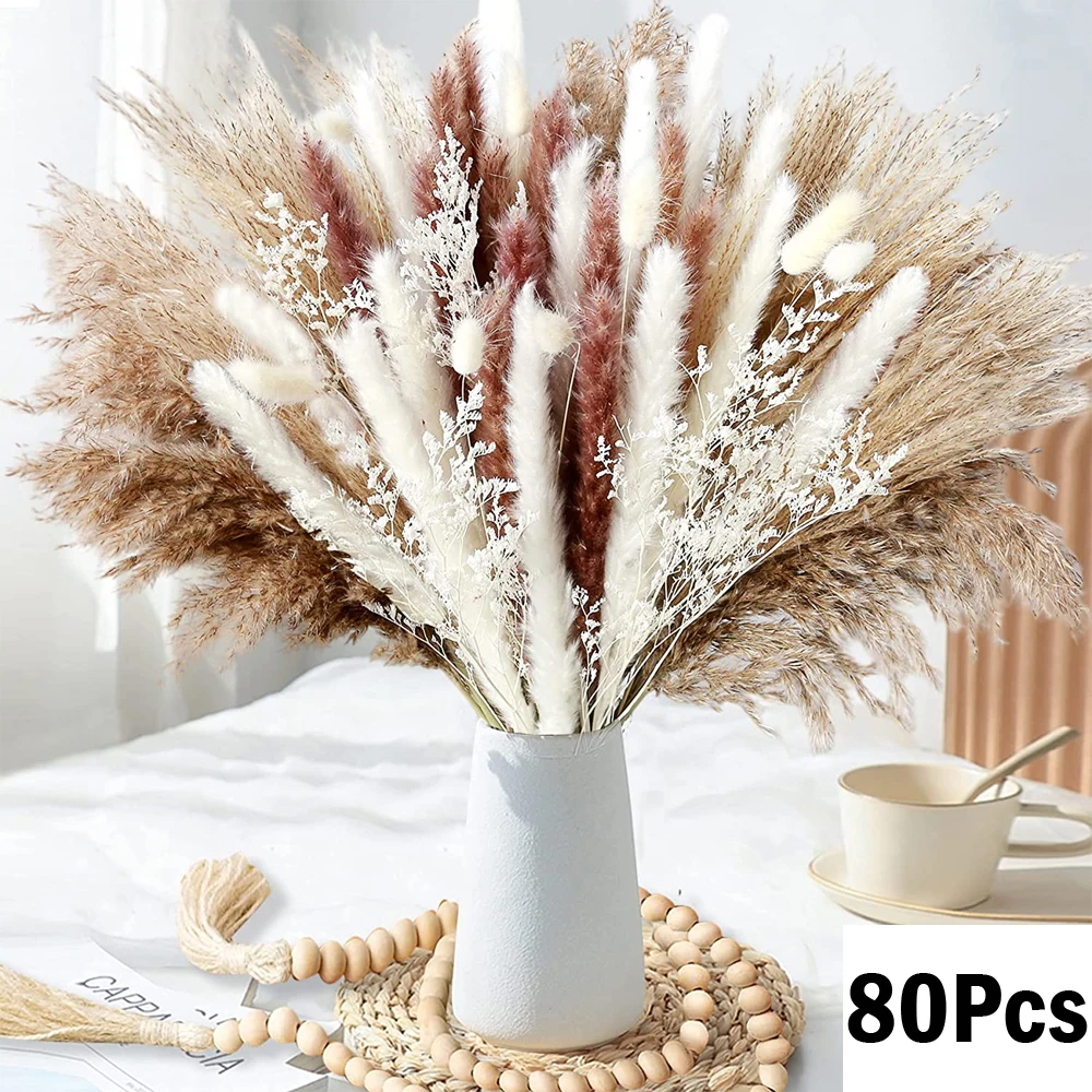 Natural Fluffy Pampas Grass Bouquet Dried Pampas Grass Flowers Wedding Supplies Accessories Home Farmhouse Room Decor Floral