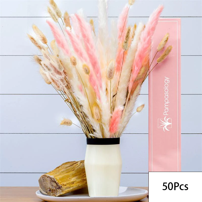 90PCS Natural Fluffy Pampas Grass Wedding Bouquet, Home Party Decor Dried Flowers Wedding Supplies Accessories Room Decor Floral