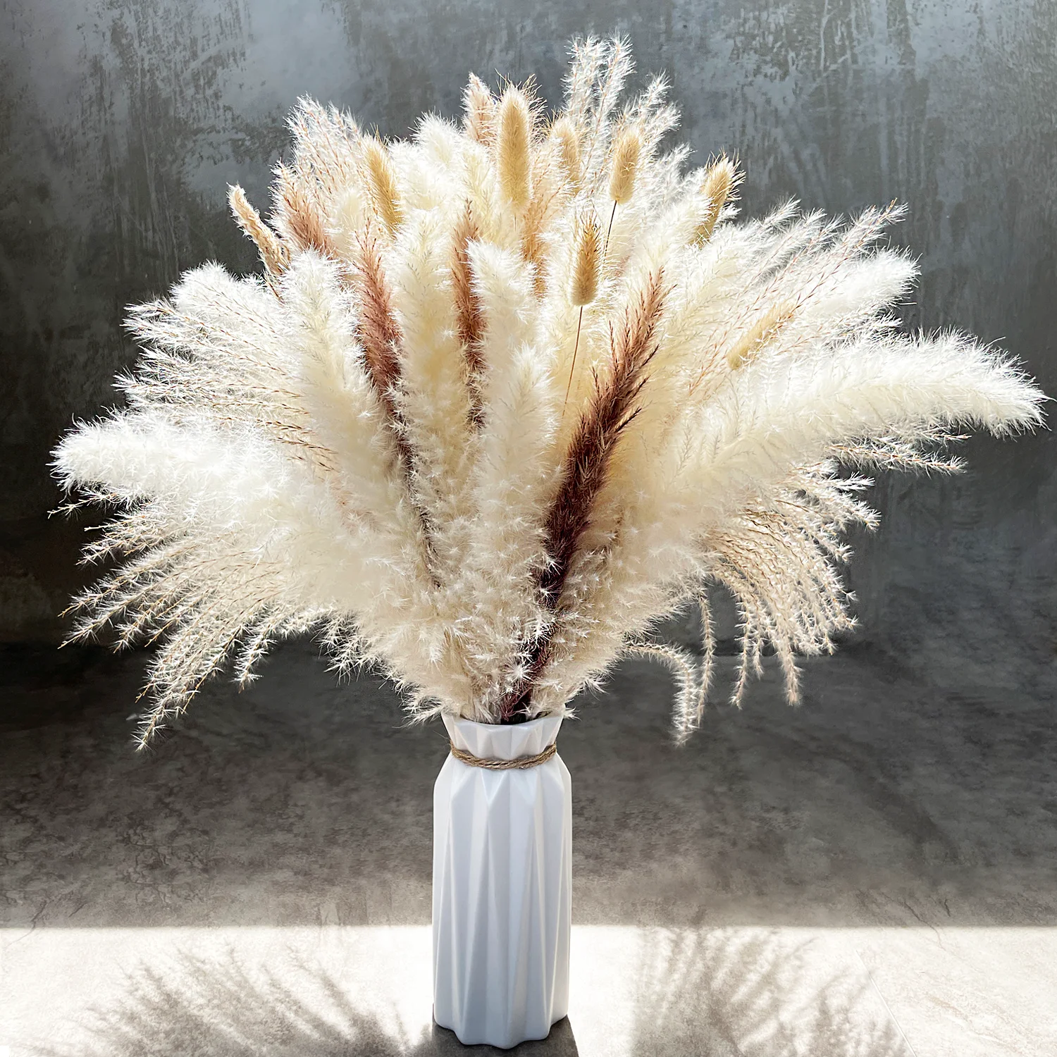 90PCS Natural Fluffy Pampas Grass Wedding Bouquet, Home Party Decor Dried Flowers Wedding Supplies Accessories Room Decor Floral