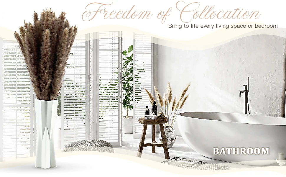 90PCS Natural Fluffy Pampas Grass Wedding Bouquet, Home Party Decor Dried Flowers Wedding Supplies Accessories Room Decor Floral