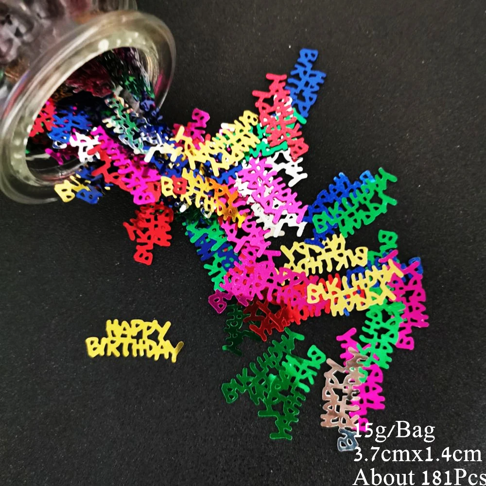 15g Party Confetti Happy Birthday Cake Balloon Star Sequins DIY Anniversary Event Table Centerpiece Scraphbook Decor Material