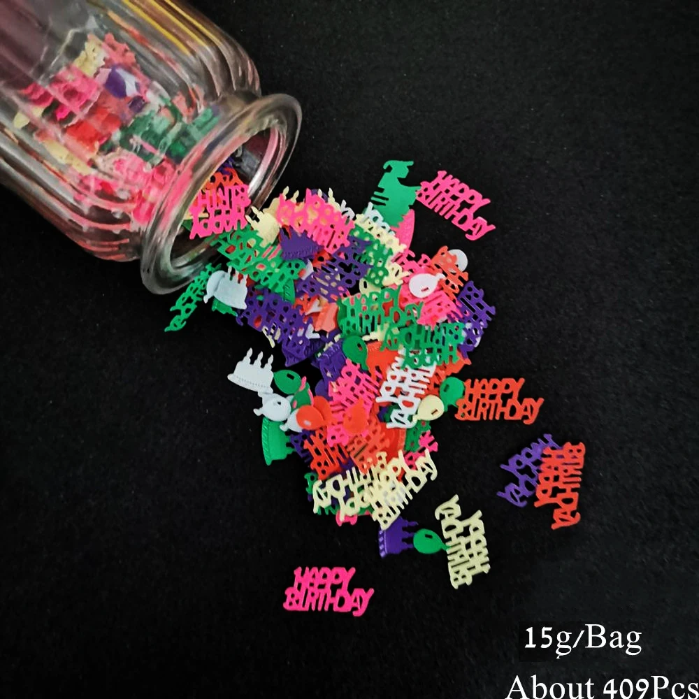 15g Party Confetti Happy Birthday Cake Balloon Star Sequins DIY Anniversary Event Table Centerpiece Scraphbook Decor Material