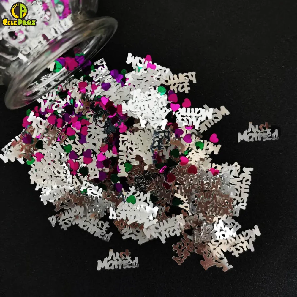 Wedding Table Confetti Just Married Mrs Heart Love Scatter Sequins DIY Marriage Party Church Ceneterpiece Decoration Supplies
