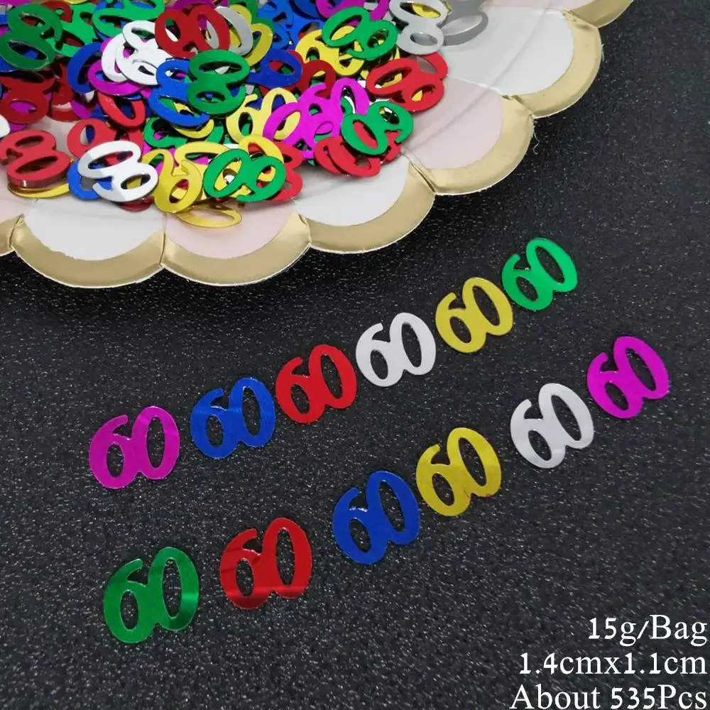 15g Number 60 Confetti 60th Anniversary Decade Table Confetti DIY Event Birthday Party  Decoration Sequins Supplies 535Pcs