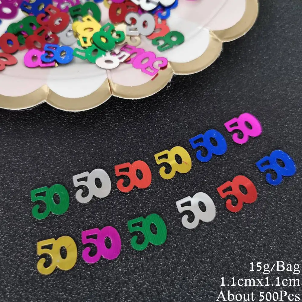 15g Number 60 Confetti 60th Anniversary Decade Table Confetti DIY Event Birthday Party  Decoration Sequins Supplies 535Pcs
