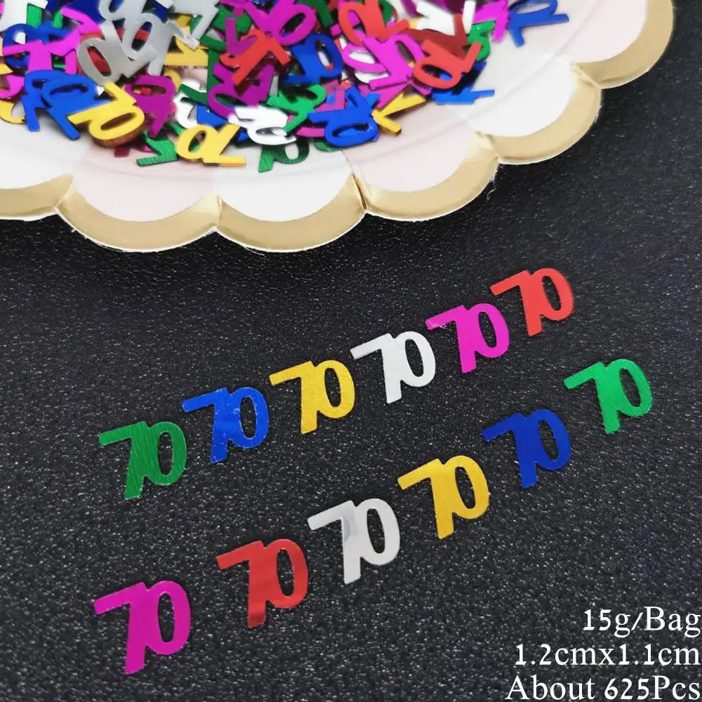 15g Number 70 Confetti Sequins Digital Seventy 70th Decade Anniversary Event Table Decor DIY Birthday Party Supplies 625pcs