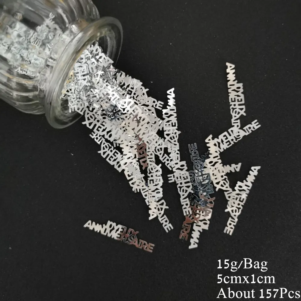 15g Number 50 Confetti Golden Silver Digit 50th Anniversary Event Brithday Party Decoration Confetti Sequin Party Supplies 500pc