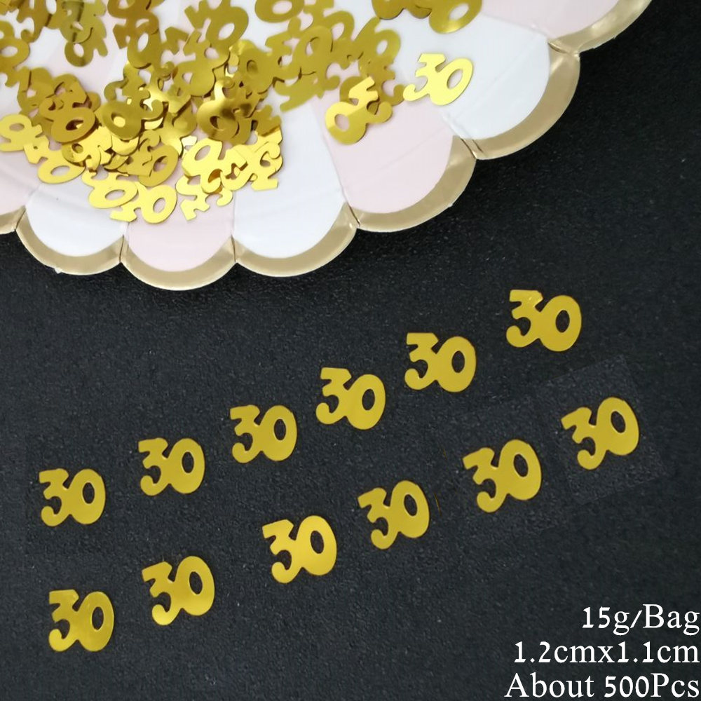 15g Golden Silver 30 Confetti Sequins Age 30th Birthday Party Sparkly Table Decor Anniversary Party Decoration Supplies