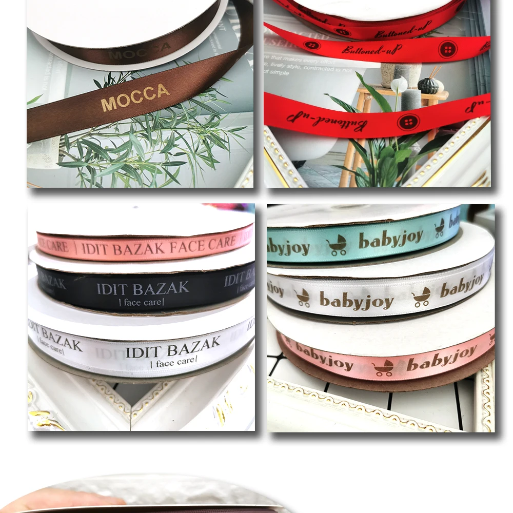 Personalized Brand Logo Printed Ribbon, Golden Edges, Satin Rubban Tape, Wedding Party Favor, Gifts Box Baking Wrapping Bouquet Personalized Brand Logo Printed Ribbon, Golden Edges, Satin Rubban Tape, Wedding Party Favor, Gifts Box Baking Wrapping Bouquet