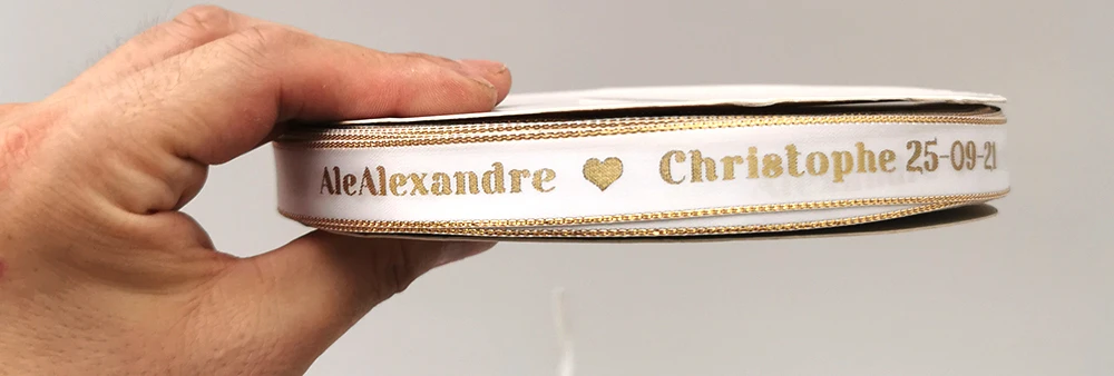 Personalized Brand Logo Printed Ribbon, Golden Edges, Satin Rubban Tape, Wedding Party Favor, Gifts Box Baking Wrapping Bouquet Personalized Brand Logo Printed Ribbon, Golden Edges, Satin Rubban Tape, Wedding Party Favor, Gifts Box Baking Wrapping Bouquet