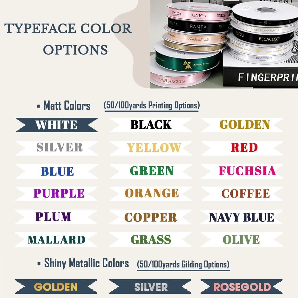 Personalized Brand Logo Printed Ribbon, Golden Edges, Satin Rubban Tape, Wedding Party Favor, Gifts Box Baking Wrapping Bouquet