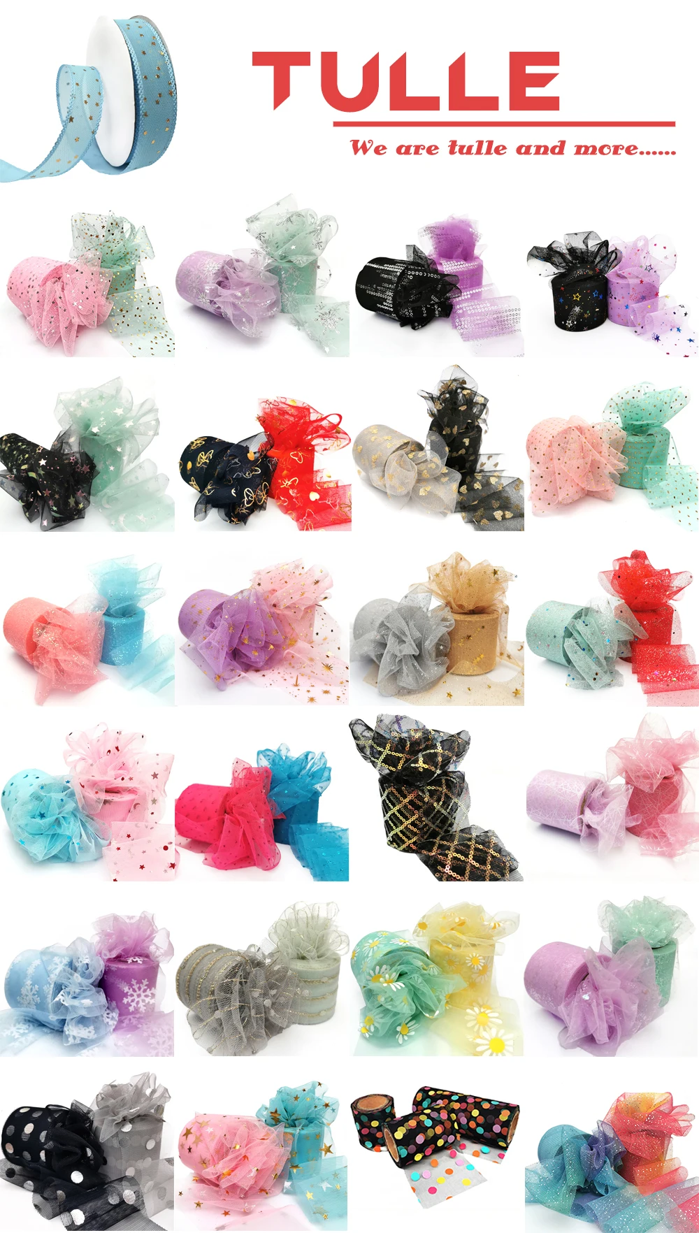 25Yards 6cm Star Tulle Confetti Glitter Mesh Baking Cake Topper Tutu Pom Bow Soft Squine Organza DIY Wedding Birthday Decoration