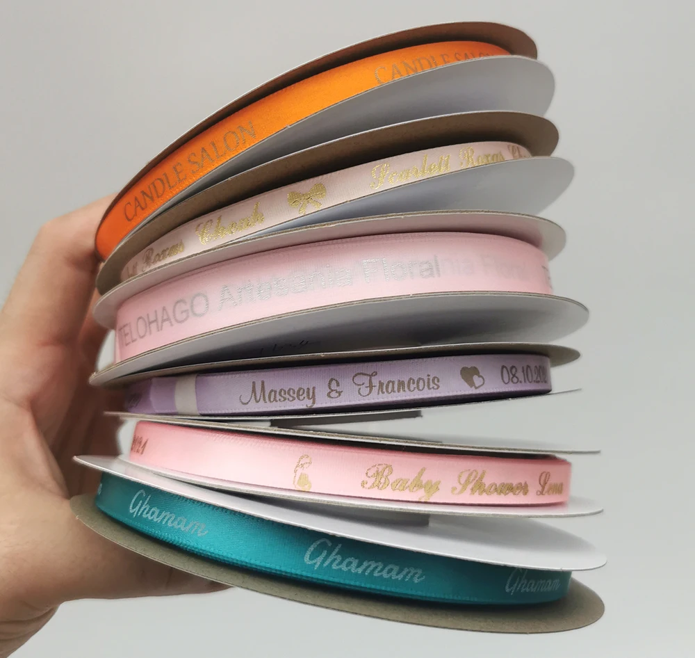 10mm-75mm Custom Printed Ribbon Personal Logo Rubban Giftbox Baking Wrap Wedding Birthday Anniversary Bracelet DIY Bow Making