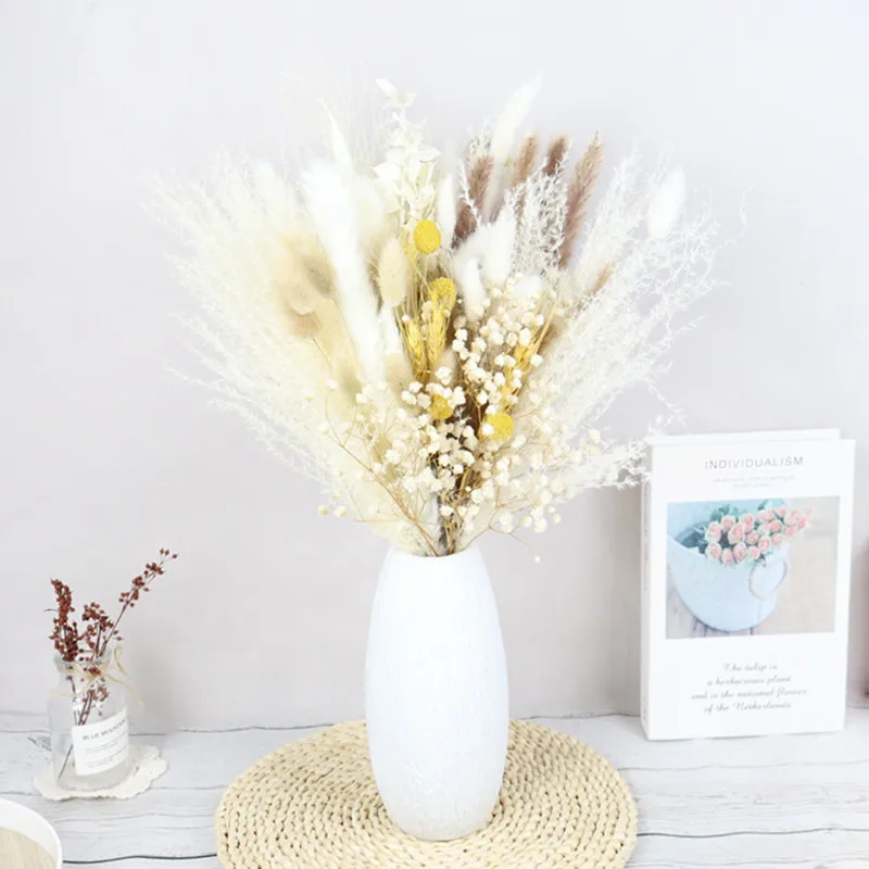 1Set Natural Preserved Eucalyptus Millet Leaf Floral Plant  Flowers Bouquet Wedding Bohemian Home Room Decoration Photography