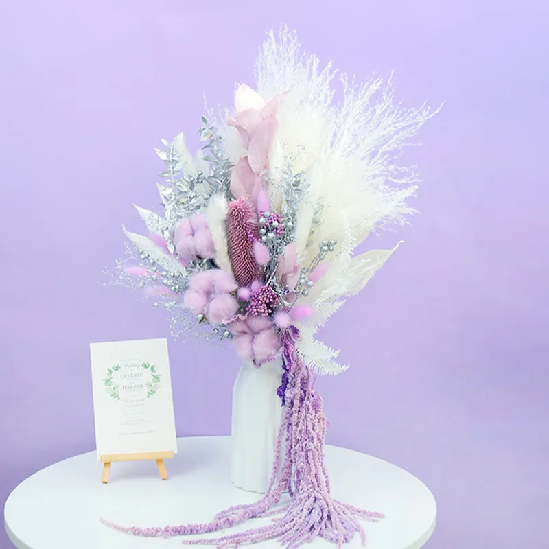 1Set Natural Preserved Eucalyptus Millet Leaf Floral Plant  Flowers Bouquet Wedding Bohemian Home Room Decoration Photography