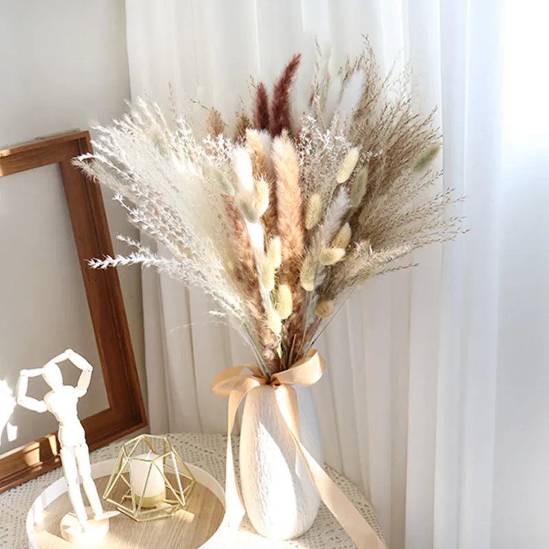1Set Natural Preserved Eucalyptus Millet Leaf Floral Plant  Flowers Bouquet Wedding Bohemian Home Room Decoration Photography