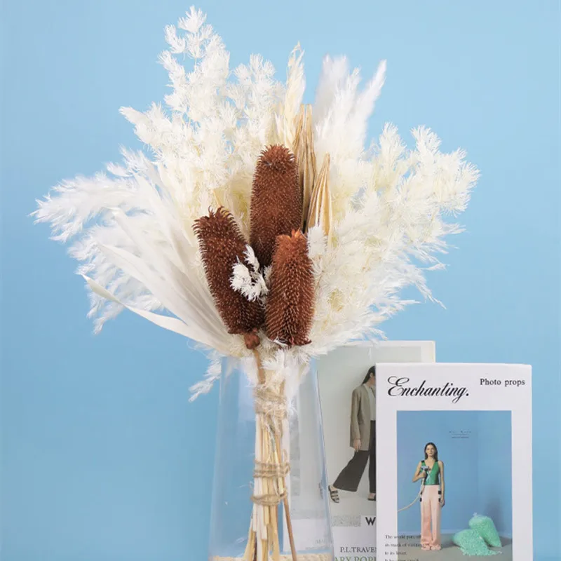 1Set Natural Preserved Eucalyptus Millet Leaf Floral Plant  Flowers Bouquet Wedding Bohemian Home Room Decoration Photography