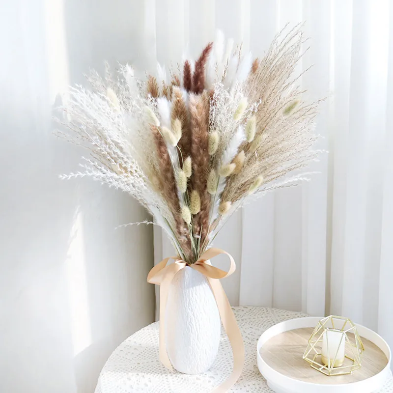 1Set Natural Preserved Eucalyptus Millet Leaf Floral Plant  Flowers Bouquet Wedding Bohemian Home Room Decoration Photography