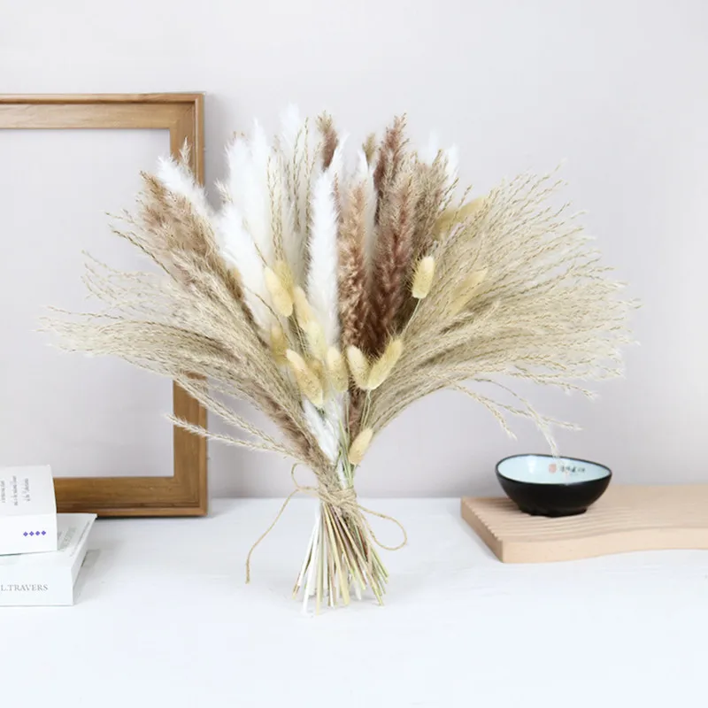 1Set Natural Preserved Eucalyptus Millet Leaf Floral Plant  Flowers Bouquet Wedding Bohemian Home Room Decoration Photography