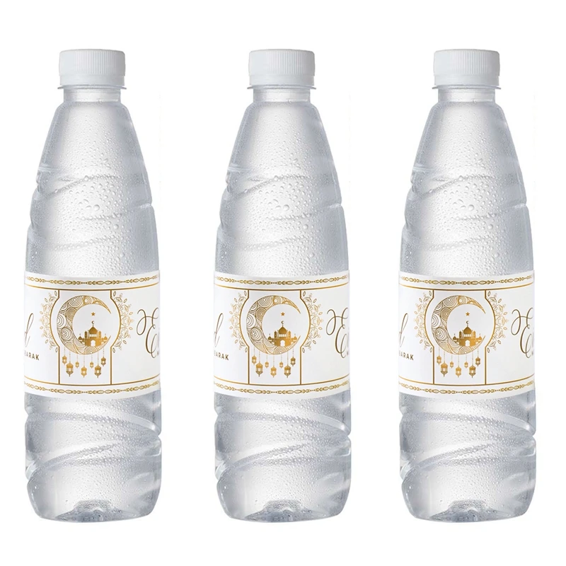 10pcs Ramadan Kareem Bottle Labels Wrapper Adhesive Stickers EID Mubarak Decor 2025 for Home Water Bottle Cover Ramadan Decor
