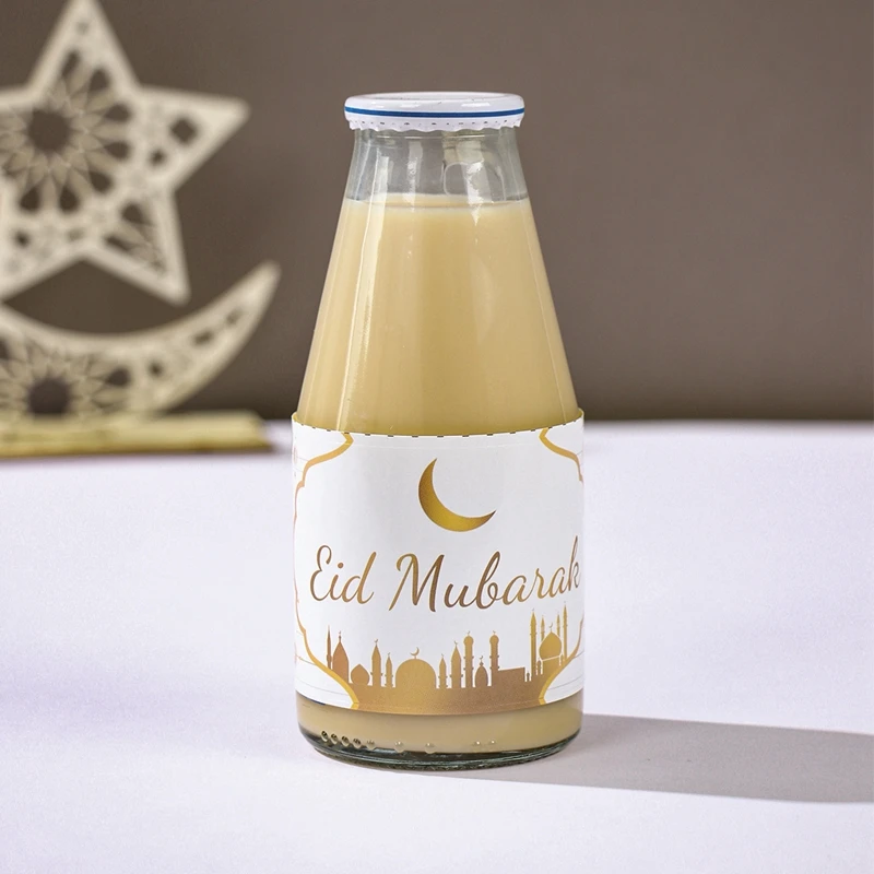 10pcs Ramadan Kareem Bottle Labels Wrapper Adhesive Stickers EID Mubarak Decor 2025 for Home Water Bottle Cover Ramadan Decor