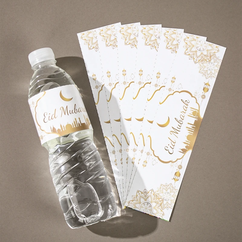10pcs Ramadan Kareem Bottle Labels Wrapper Adhesive Stickers EID Mubarak Decor 2025 for Home Water Bottle Cover Ramadan Decor