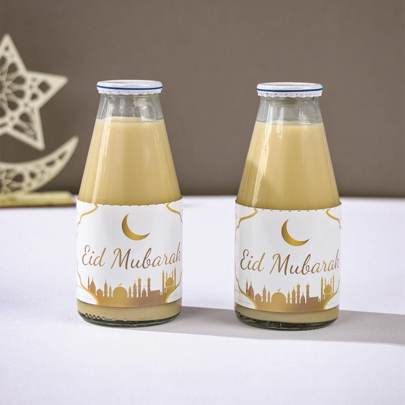 10pcs Ramadan Kareem Bottle Labels Wrapper Adhesive Stickers EID Mubarak Decor 2025 for Home Water Bottle Cover Ramadan Decor