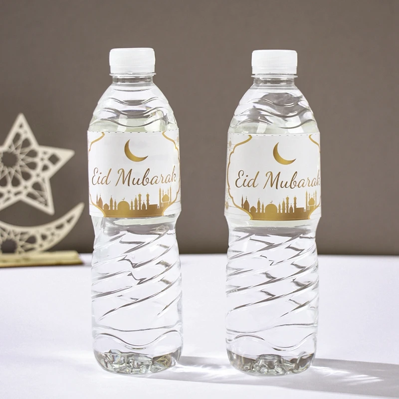 10pcs Ramadan Kareem Bottle Labels Wrapper Adhesive Stickers EID Mubarak Decor 2025 for Home Water Bottle Cover Ramadan Decor