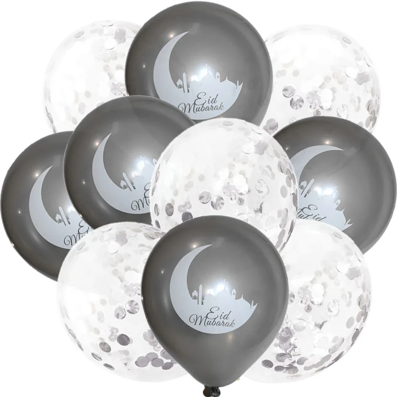 10pcs EID MUBARAK Latex Balloon Gold Silver Rose Gold Ramadan Mubarak for Home Party Decoration 2024