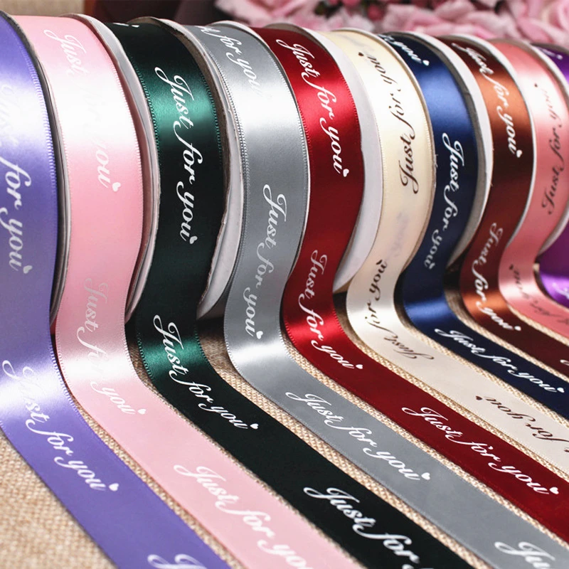 5yards 10/20/25/38mm Polyester Ribbon Printed JUST FOR YOU Ribbon For Handmade Romantic Gift Packaging Wedding Decoration