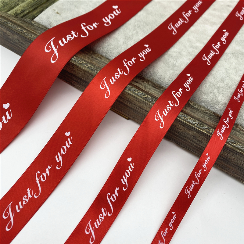 5yards 10/20/25/38mm Polyester Ribbon Printed JUST FOR YOU Ribbon For Handmade Romantic Gift Packaging Wedding Decoration