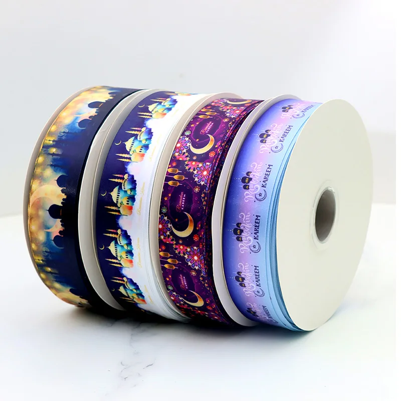 Ramadan Mubarak Kareem Festival Decoration Ribbon Personalized Muslim Ribbon For Box Gift Wrapping 100Yards/lot