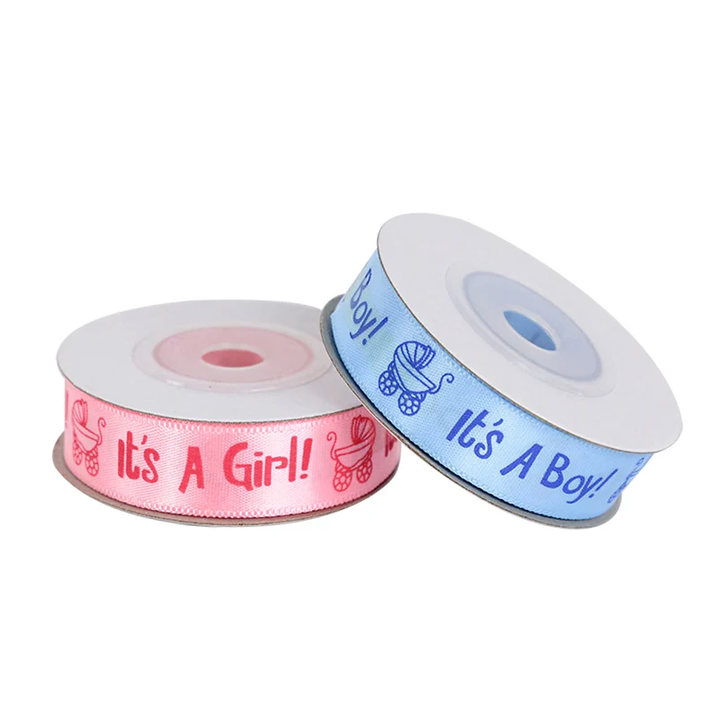 10yard/roll It's A Boy/Girl Printed Ribbon DIY Card Gift Wrapping Supplies Gender Reveal Baby Shower Gift Packaging Satin Ribbon
