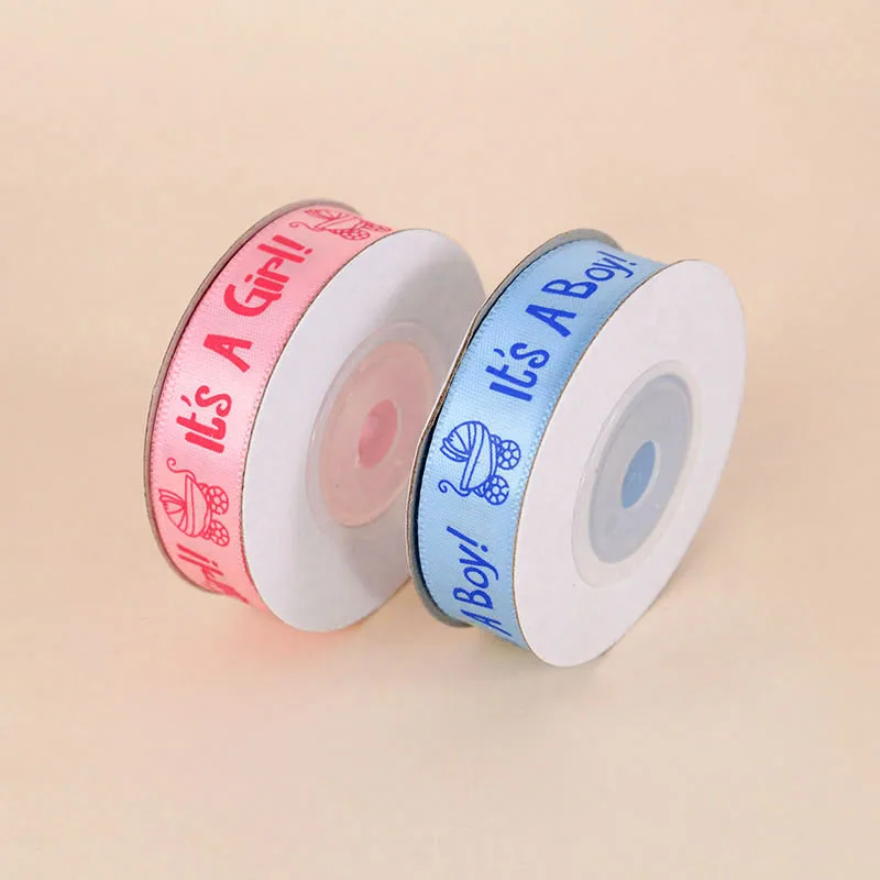 10yard/roll It's A Boy/Girl Printed Ribbon DIY Card Gift Wrapping Supplies Gender Reveal Baby Shower Gift Packaging Satin Ribbon