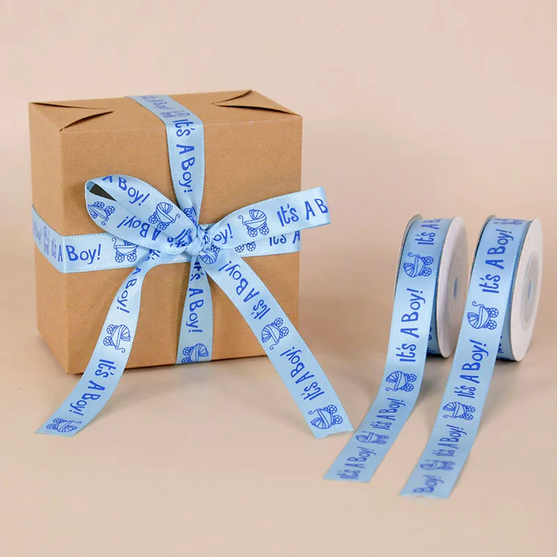 10yard/roll It's A Boy/Girl Printed Ribbon DIY Card Gift Wrapping Supplies Gender Reveal Baby Shower Gift Packaging Satin Ribbon