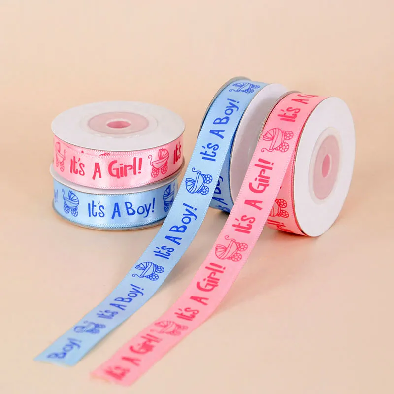 10yard/roll It's A Boy/Girl Printed Ribbon DIY Card Gift Wrapping Supplies Gender Reveal Baby Shower Gift Packaging Satin Ribbon