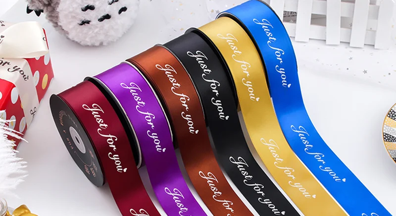 5/10m Just for You Polyester Ribbon DIY Christmas Decorations Bows for Needlework Tapes for Crafts Supplies Gifts Wrapping 4CM