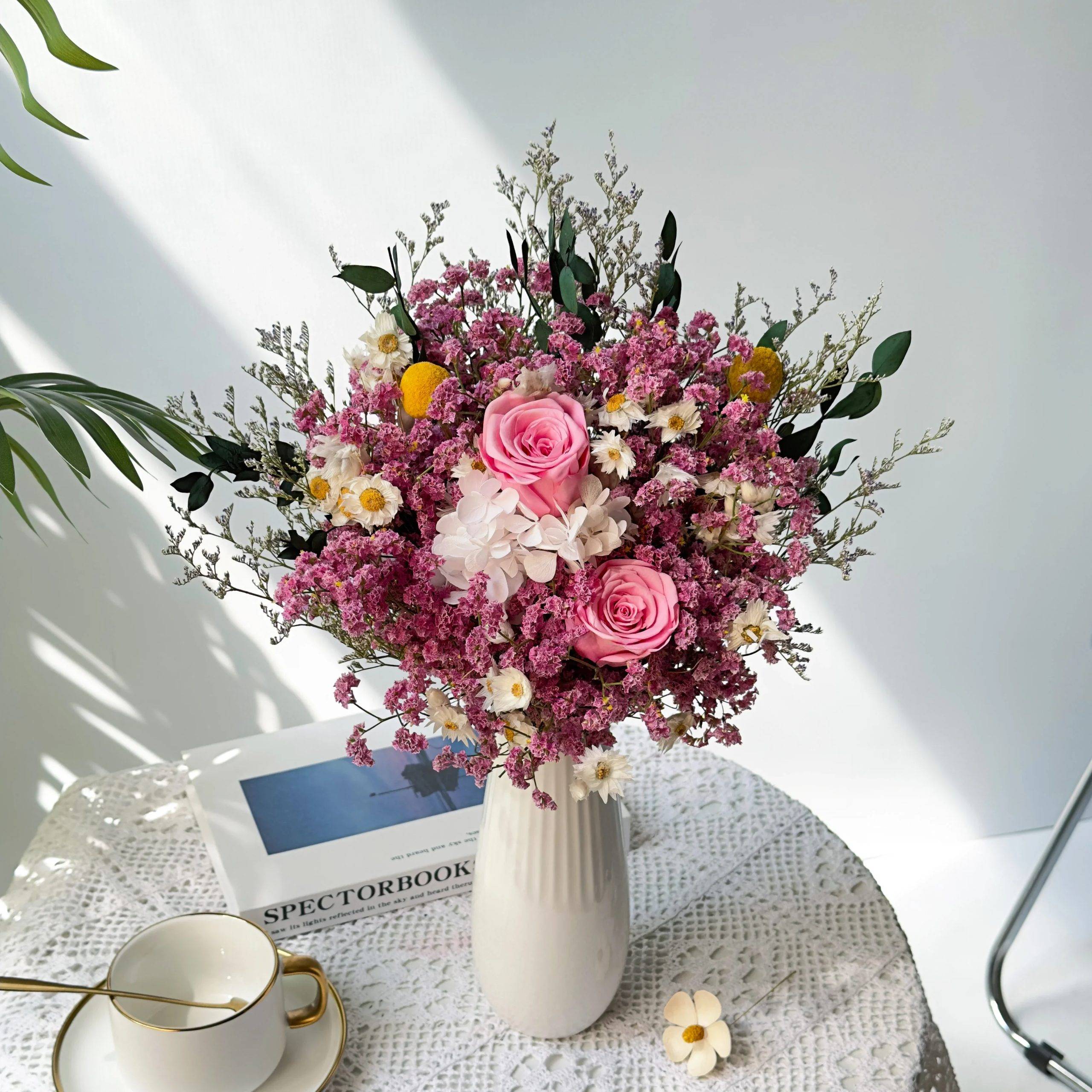 Wedding Bridal Bouquet Natural Hydrangea Flower Crystal Gras Bridesmaid Mariage Bouquet Wedding Accessories Boho Home Room Decor