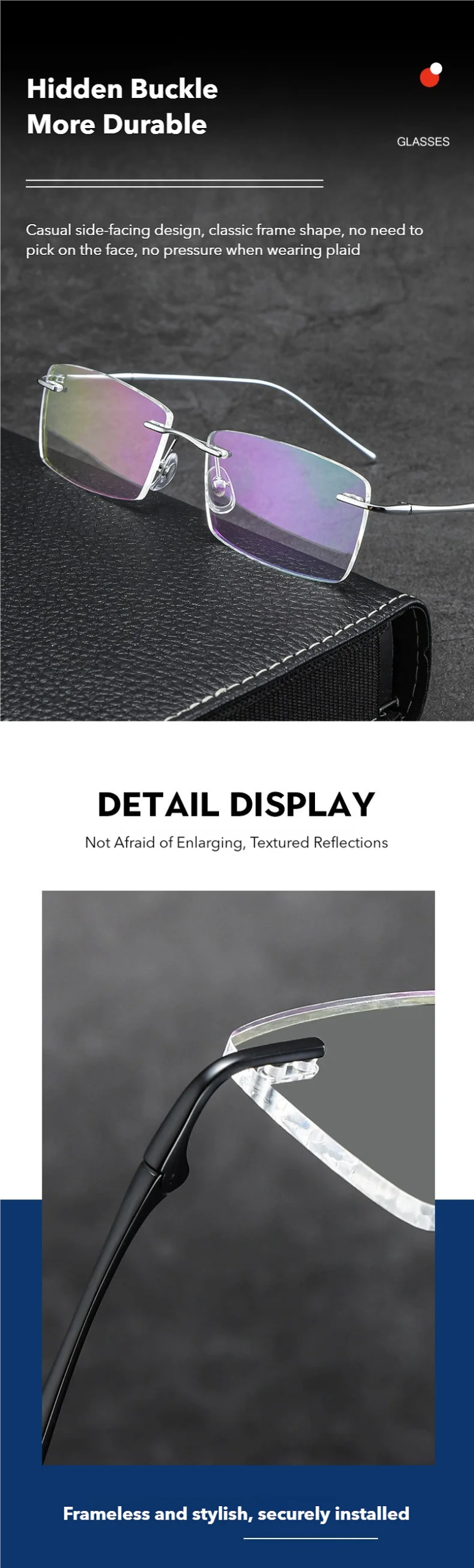 O-Q CLUB Ultra-light Titanium Reading Eyeglass Frames Men Fashion Simple Rimless Myopia Glasses Customized Prescription Glasses